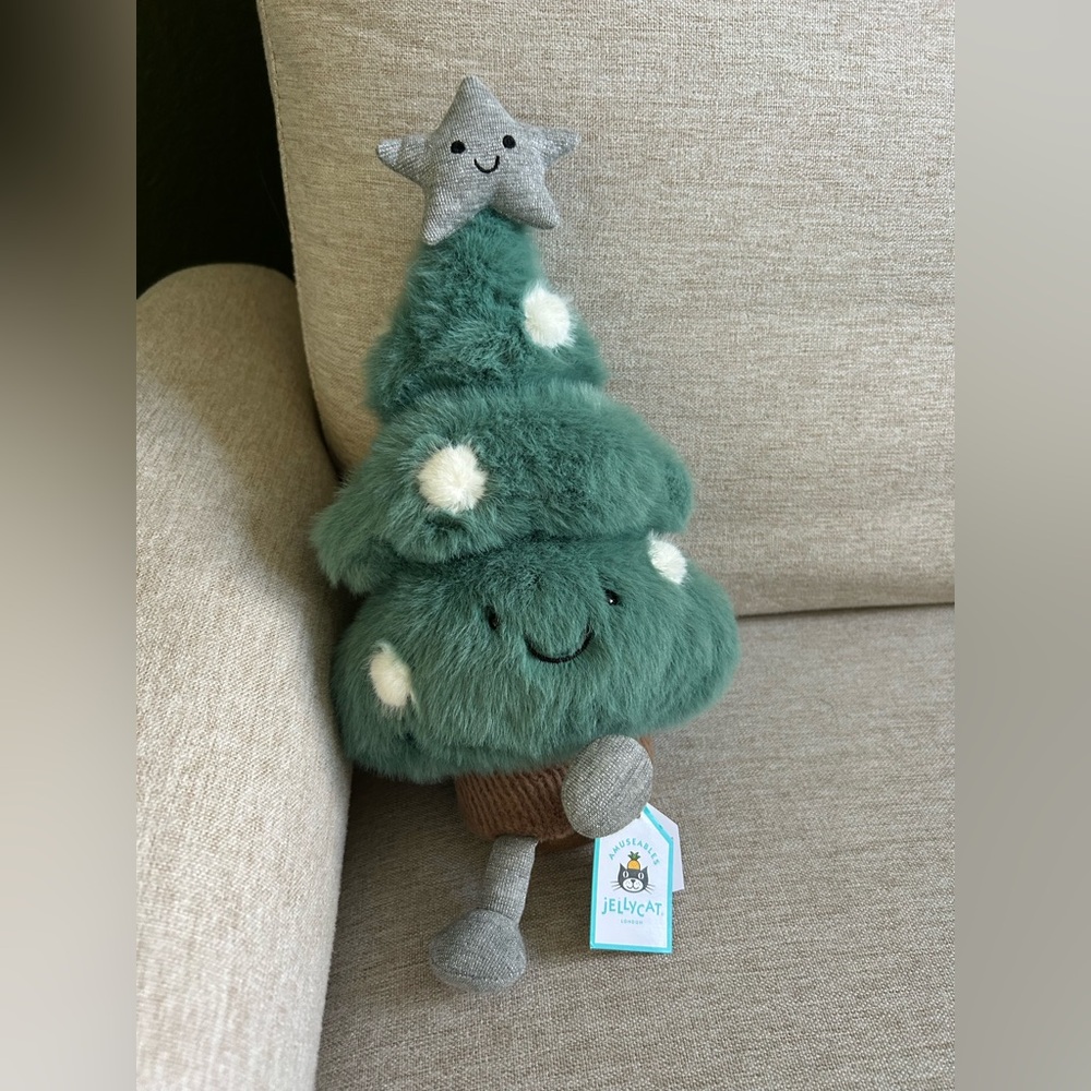 Jellycat Festive Green Tree Plush with Silver Star